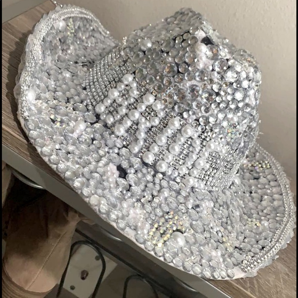 Blinged out bridal cowgirl hat